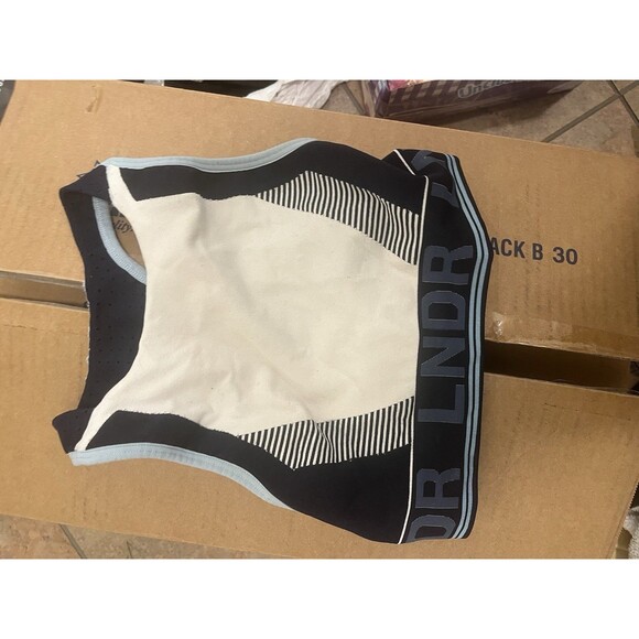LNDR Navy Blue White Sports Seamless Racerback Sports Bra Womens XS/S - Picture 1 of 3